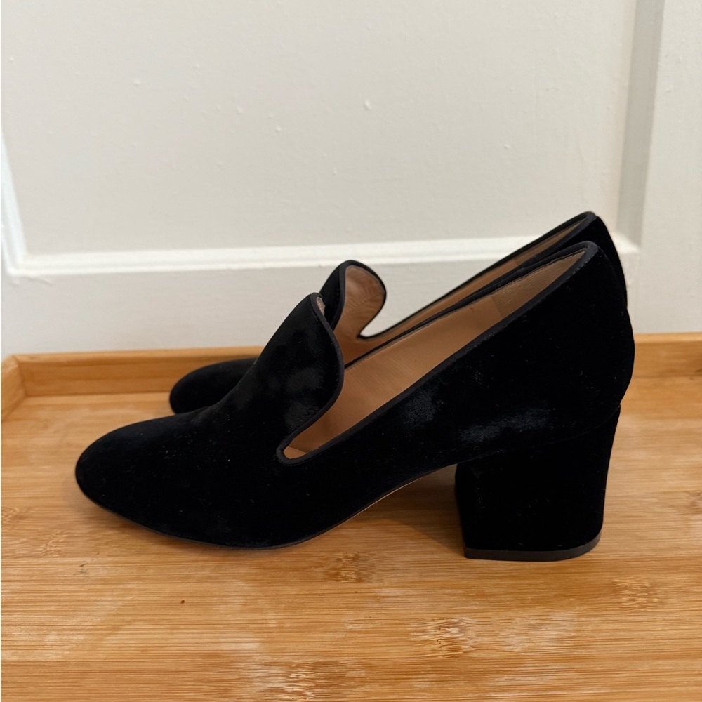 Gianvito Rossi Black Velvet Marcel Loafer Pumps Block Heel